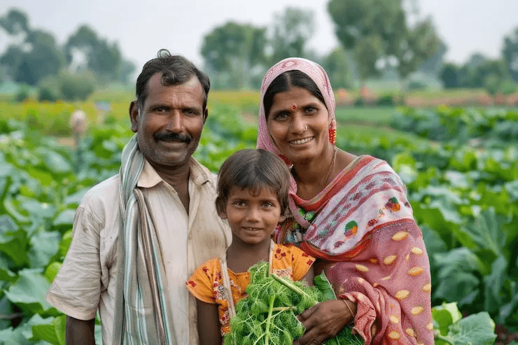Family working together on their farm